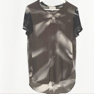 3.1 Phillip Lim Silk Top Gray Printed Short sleeve lightweight abstract size 4